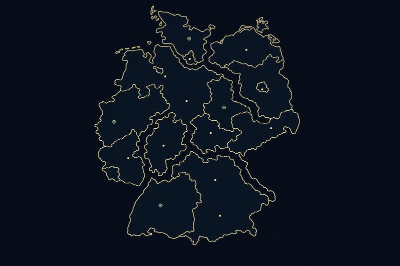 Deutschlandkarte, in die 16 Bundesländer zerlegt